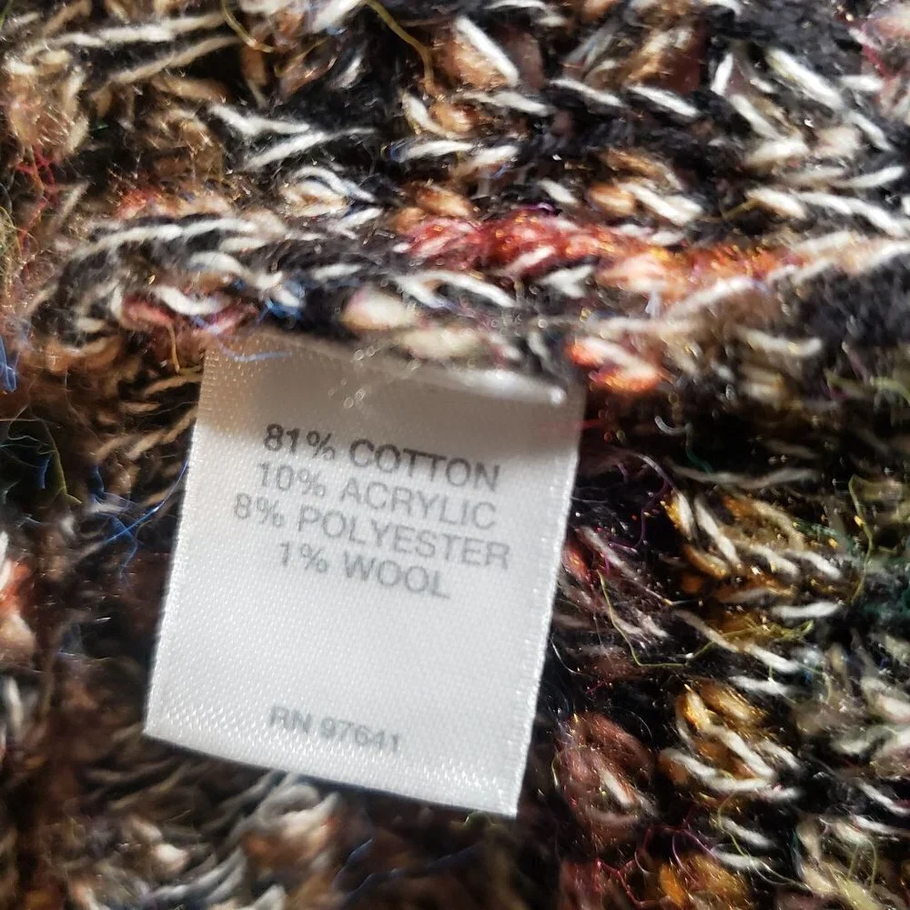 J Jill Marled Duster Cardigan Multicolor Brown 1 Button Sweater Womens Large - Picture 6 of 10